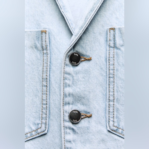 Zara jumpsuit romper onesie denim jeans light blue - Picture 9 of 10